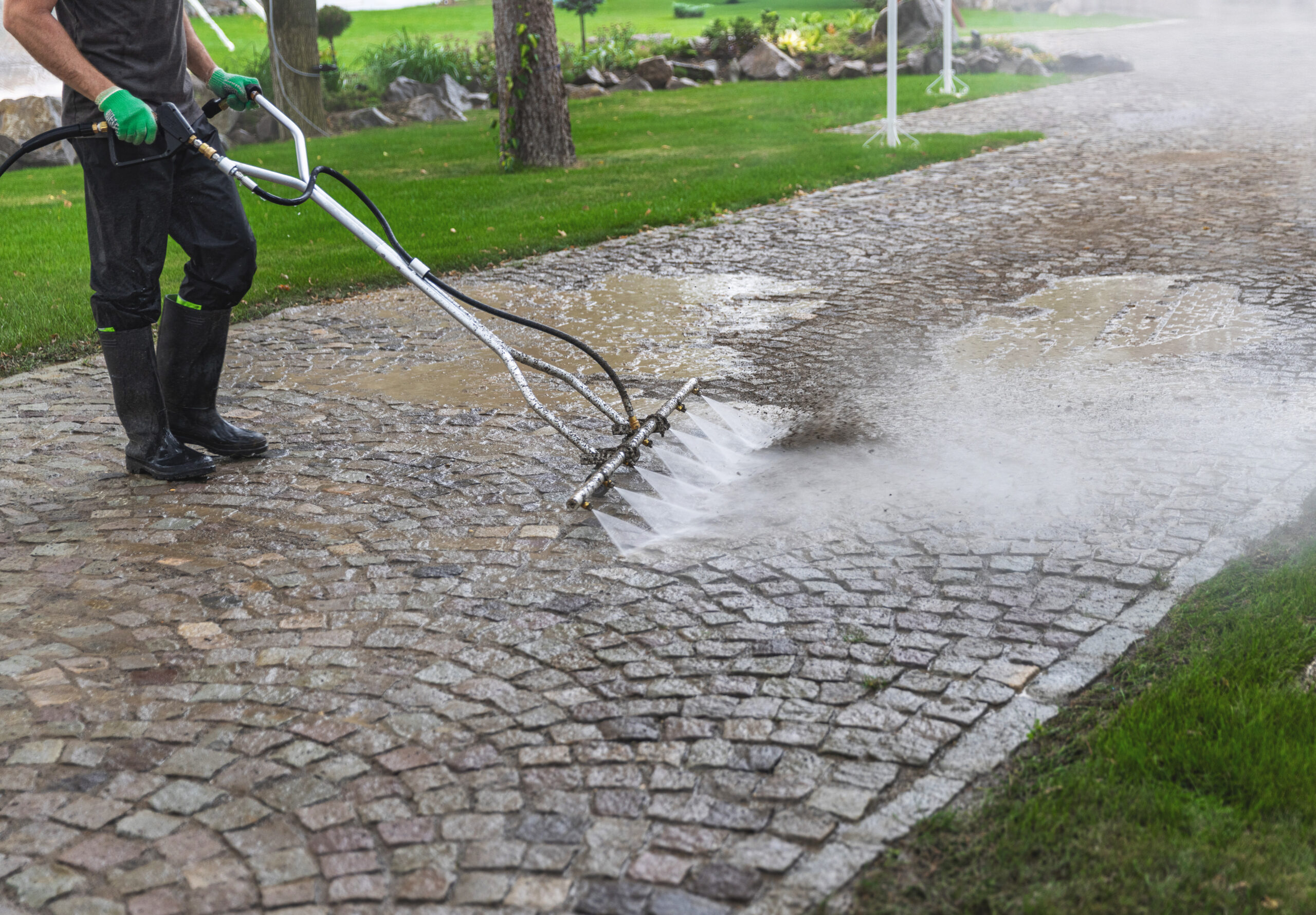 Pressure Washing a Driveway
